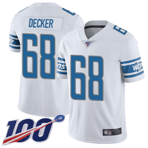 Detroit Lions Limited White Men Taylor Decker Road Jersey NFL Football 68 100th Season Vapor Untouchable